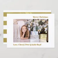 Classy Gold and White Custom Photo Christmas Invitation
