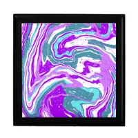 Purple, Teal, Turquoise Marble Fluid Art    Gift Box