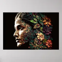 Woman of leaves and flowers poster