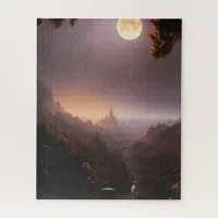 Mystic Full Moon over Fantasy Red Rock Valley Jigsaw Puzzle