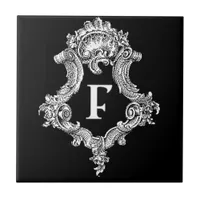 F Monogram Initial Tile