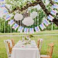 Happy Birthday holographic pink purple Bunting Flags