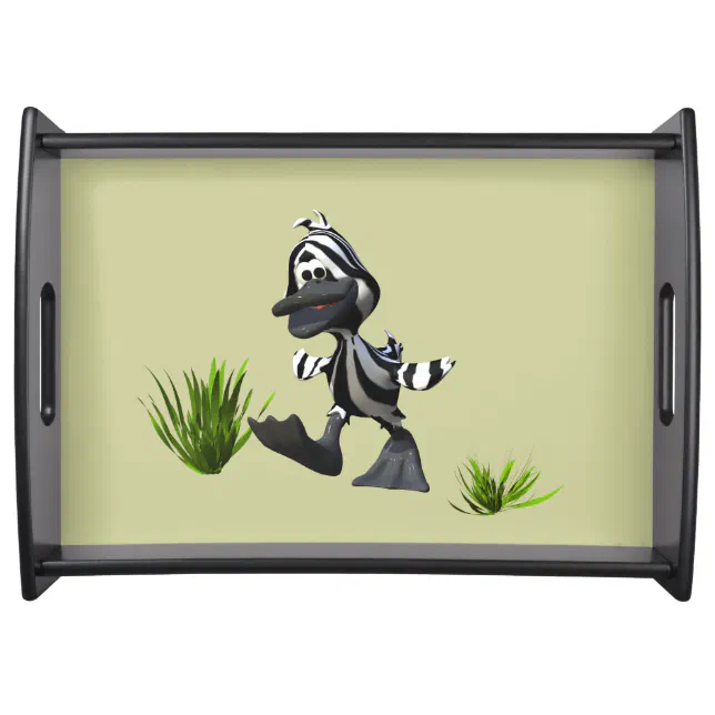 Cute Cartoon Zebra Duck Serving Tray