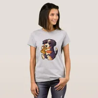 Adorable Bernese Mountain Dog With Pizza T-Shirt