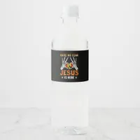 Jesus Is Heart Skeleton Hand Minimal Design Water Bottle Label