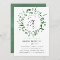 Watercolor Eucalyptus Greenery Baby Sip and See Invitation