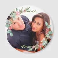 Watercolor Christmas Holly Jolly Couple photo Magnet