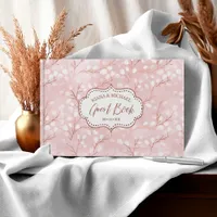 Watercolor Snowdrops Wedding V2 Pink/Copper ID726 Guest Book