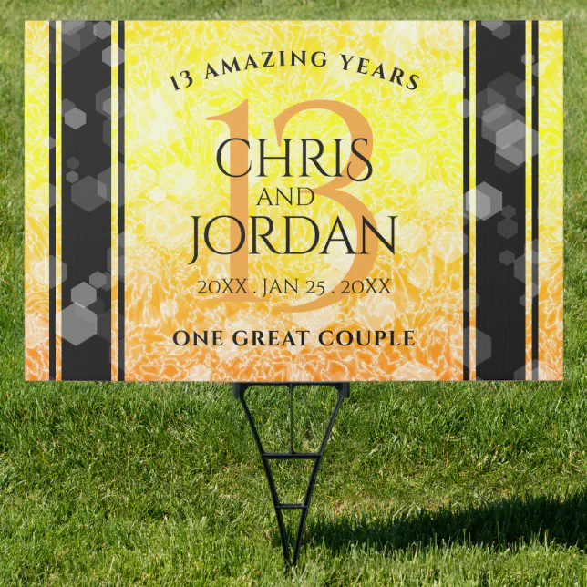 Elegant 13th Citrine Wedding Anniversary Sign