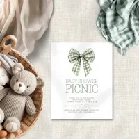 Budget Sage Gingham Bow Baby Shower Picnic