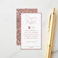 Rose Gold Glitter Diaper Raffle Baby Shower Enclosure Card