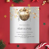 Silver gold bauble star Christmas Party invitation