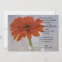 Orange Daisy in Vase Wedding Rehearsal Dinner Invitation