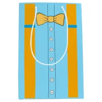 Blue and Orange Suspenders and Bow Tie Birthday Medium Gift Bag