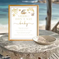 Watercolor Ocean Don't Say Baby Shower Game Sign