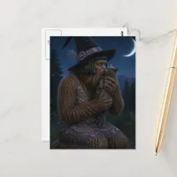 The Flapper Sasquatch and Her Kitty Postcard