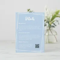 Pastel Blue Elegant QR Code Wedding Details Enclosure Card