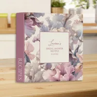 Elegant Blush Floral Bridal Shower Recipe Book 3 Ring Binder