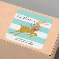 Gold Deer and Stripes Personalized Address Labels