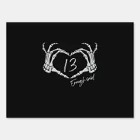 Skeleton Heart Hand Minimal Classic Design Sign