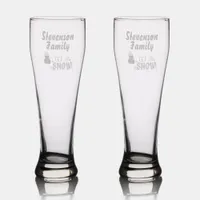 Christmas Let It Snow Monogram Name etched Pilsner Glass