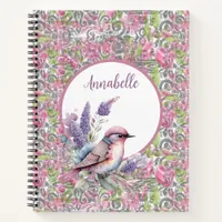 Pink Rose Floral Scroll Spiral Notebook