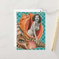 She Sells the Seashells Retro Collage Postcard