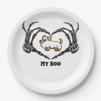 My Boo Chihuahua Costume With Skeleton Heart Hands Paper Plates