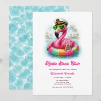Hottie Shots Club Flamingo Pool Bachelorette Party Invitation
