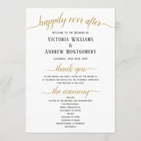 Black Gold Script Minimal Wedding Ceremony Program