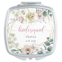 Bridesmaid Elegant Blush and Ivory Peony Flowers Compact Mirror