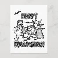 Funny Monsters - Happy Halloween Postcard