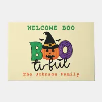 Welcome Boo Beautiful Pumpkin Witch Family Name Doormat