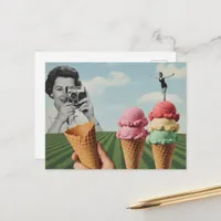 Surreal Summertime Collage Icecream Balance Postcard