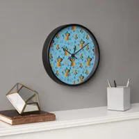 Vibrant Oranges Blues Coffee Lovers Quote Clock