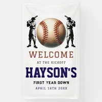  First Year Down Baseball 1st Birthday Welcome Banner