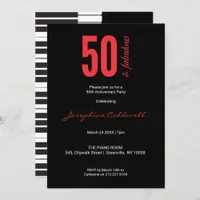 50 and Fabulous Fun Red & Black Birthday Invitation