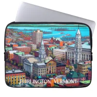 Burlington, Vermont Comic Book Style Art Laptop Sleeve