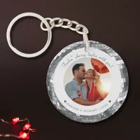 Custom Disco Silver Valentine's Day Photo Keychain