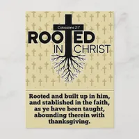 Rooted In Christ Colossians 2:7 Bible Verse Postcard