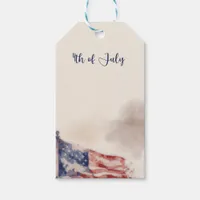 Rustic Watercolor USA Flag, 4th of July Gift Tags