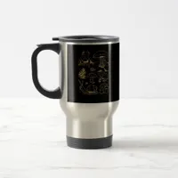 Frogs And Mushrooms Vintage Sketch – Aesthetic Gob Travel Mug