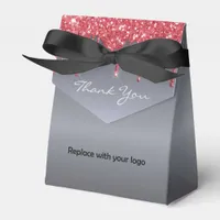 Logo silver glitter drips red beauty salon favor boxes