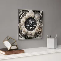 Celebrating a Beautiful First Anniversary Moment Square Wall Clock