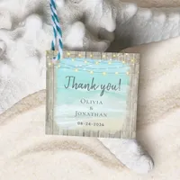 Rustic Beach Wood String Lights Coastal Wedding  Favor Tags