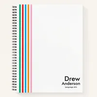 Color Stripe Boy’s Custom Name Kids School Journal