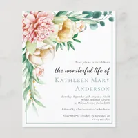 Budget Eucalyptus Floral Memorial Invitation