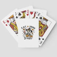 Eat Drink And Be Scary Halloween Pumpkin Miniature Poker Cards