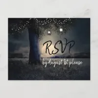 Romantic Moonlight and Lanterns in Trees RSVP Postcard