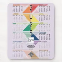 2025 Calendar Business Logo QR Code Purple Custom Mouse Pad